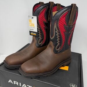Ariat Men's 11 EE Wide Brown Red Groundbreaker VentTEK Steel Toe Work Boots